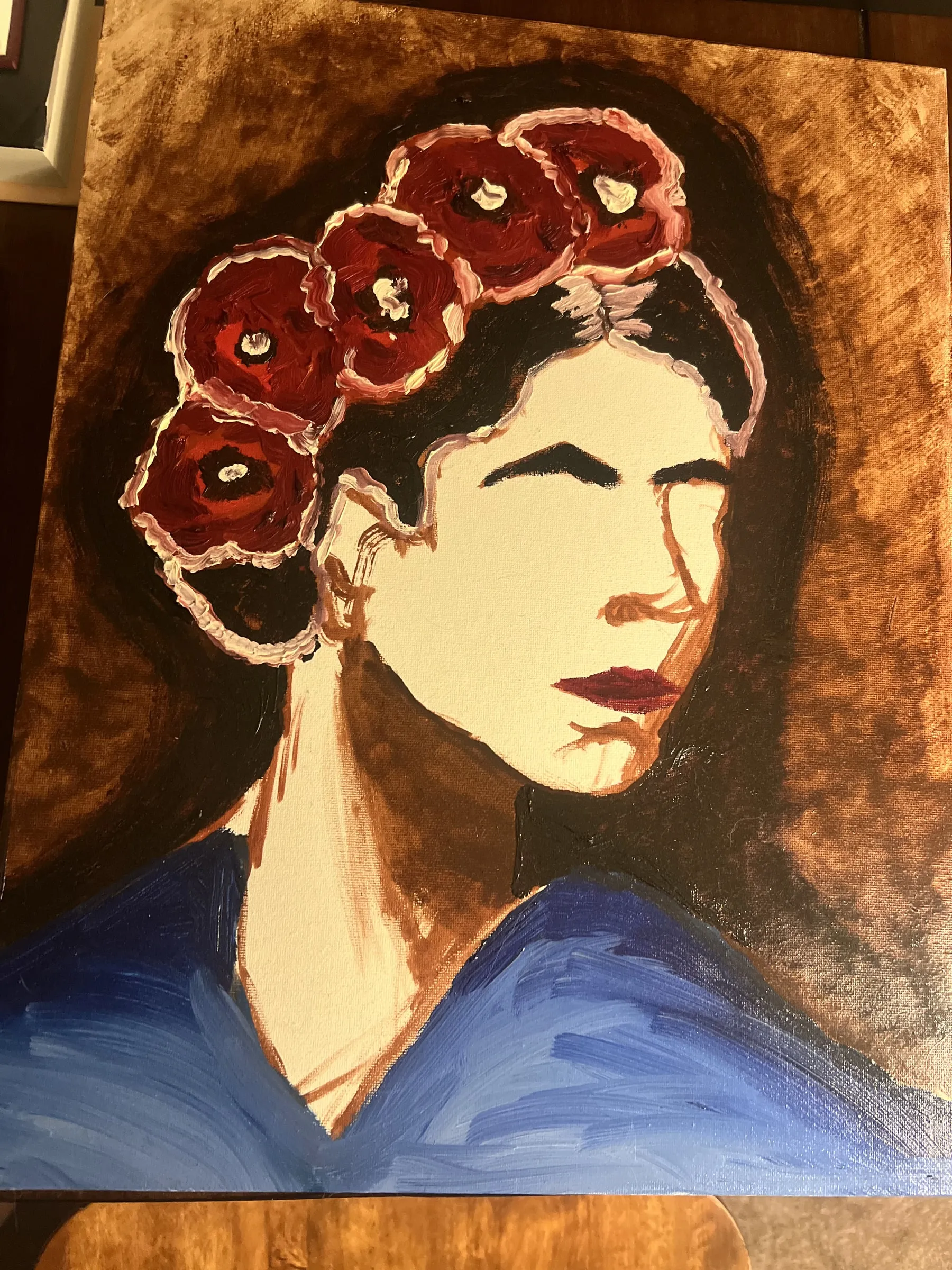 Painting of my grandmother — oil painting by Sebastián Vázquez-Carson
